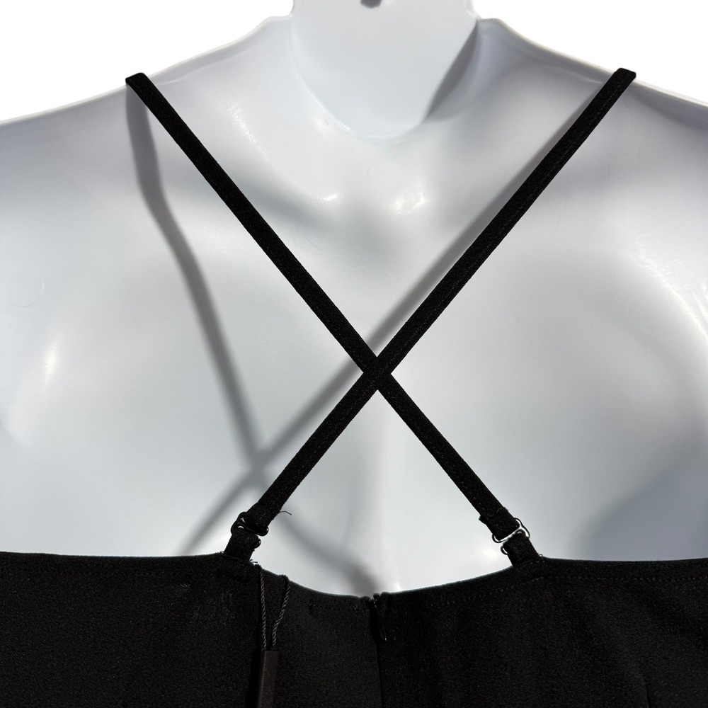 NWT Knittee black spaghetti strap side split ruffle bottom dress / gown Medium - Picture 6 of 11